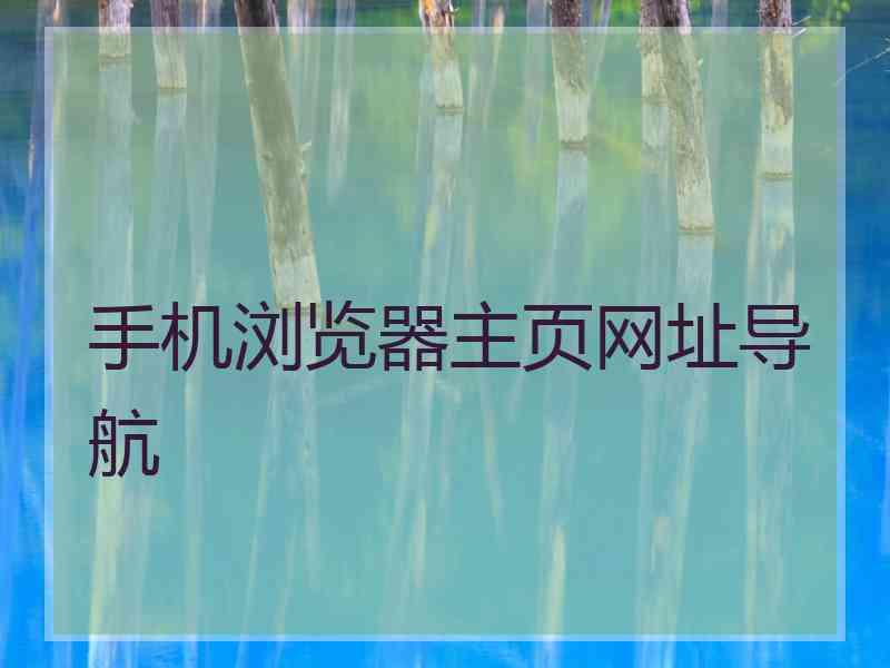 手机浏览器主页网址导航