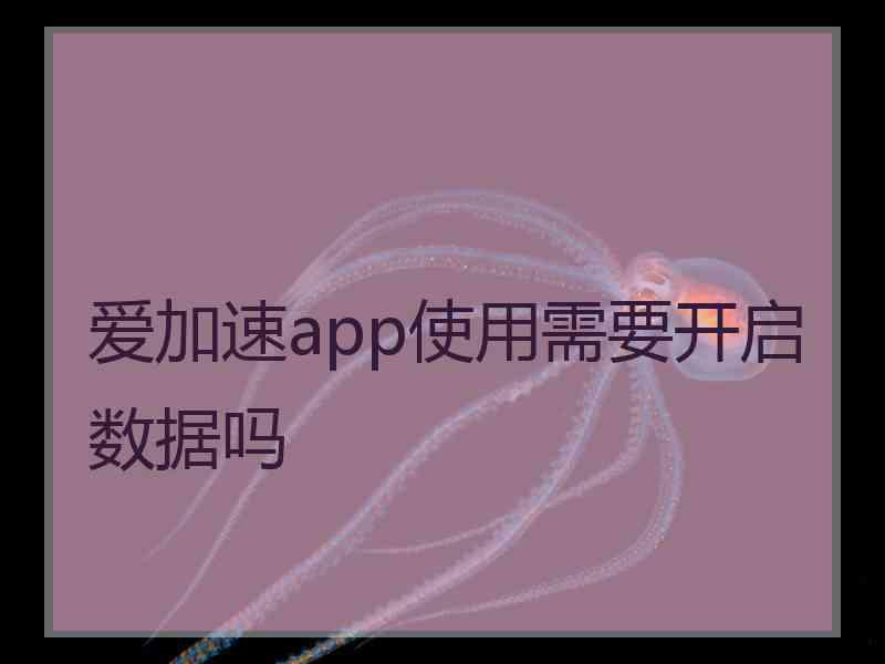 爱加速app使用需要开启数据吗