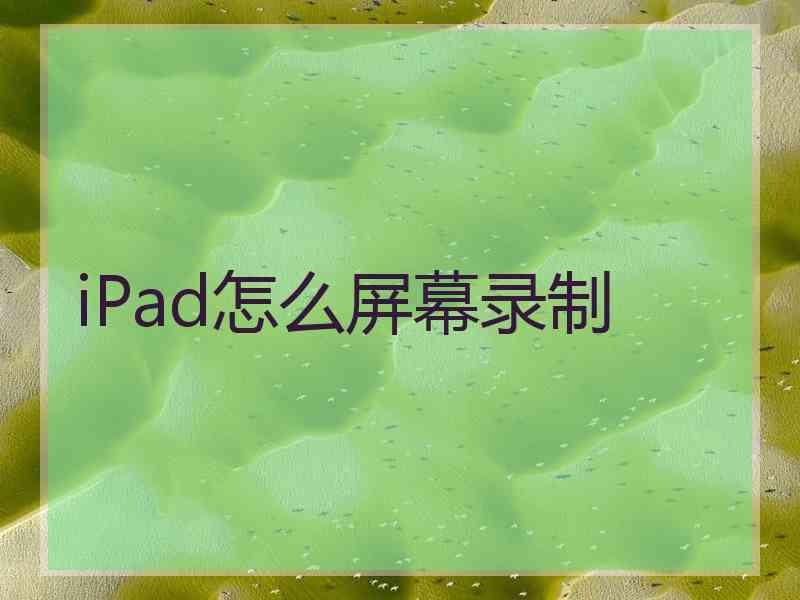 iPad怎么屏幕录制