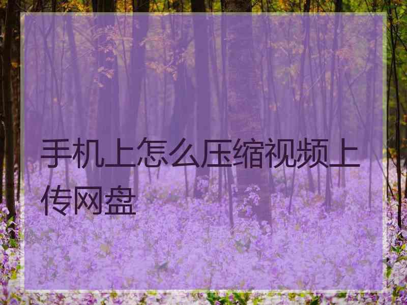 手机上怎么压缩视频上传网盘