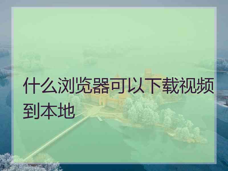 什么浏览器可以下载视频到本地