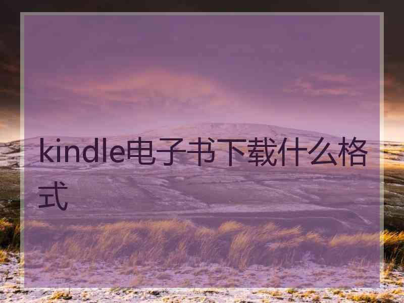 kindle电子书下载什么格式