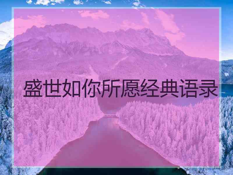 盛世如你所愿经典语录