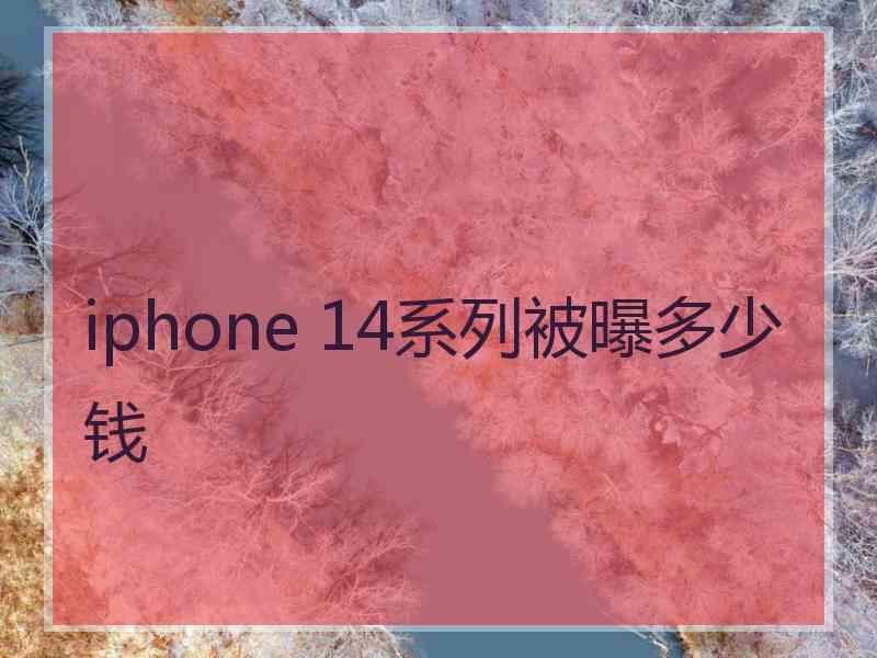 iphone 14系列被曝多少钱