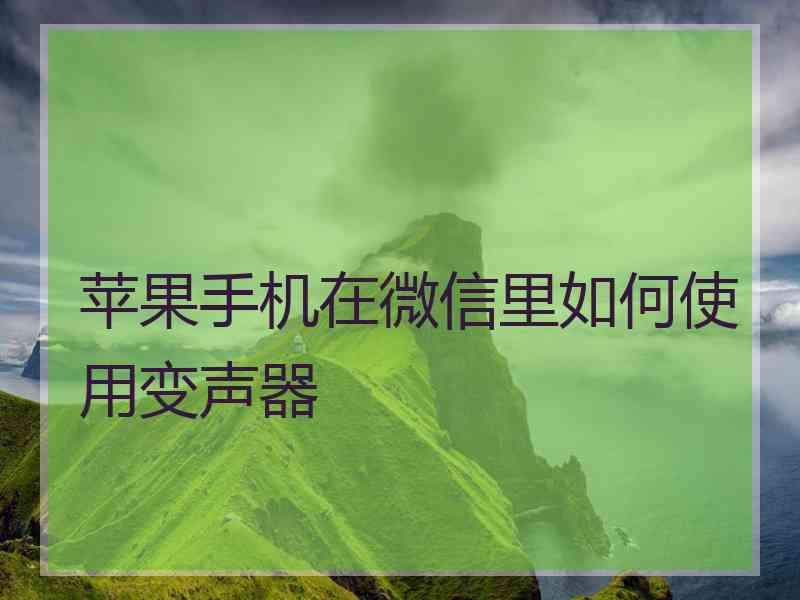 苹果手机在微信里如何使用变声器