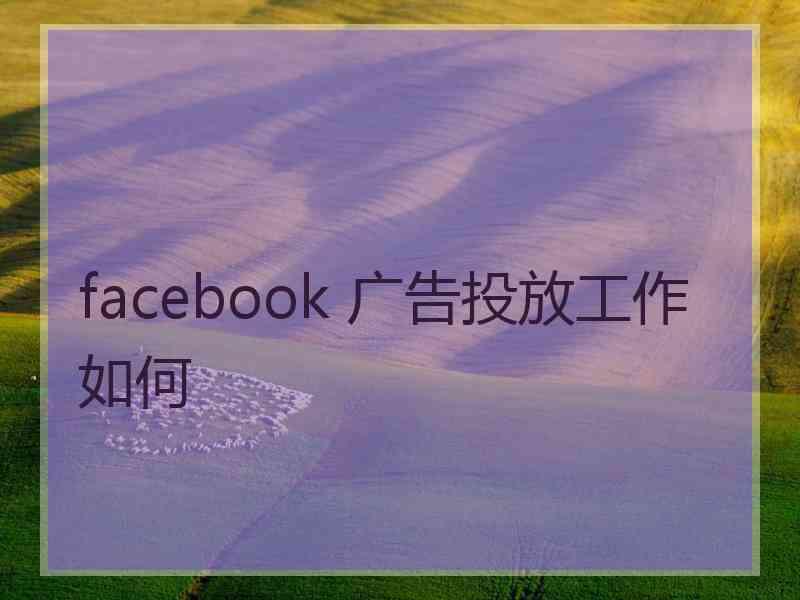 facebook 广告投放工作如何