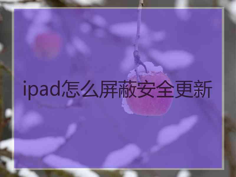 ipad怎么屏蔽安全更新