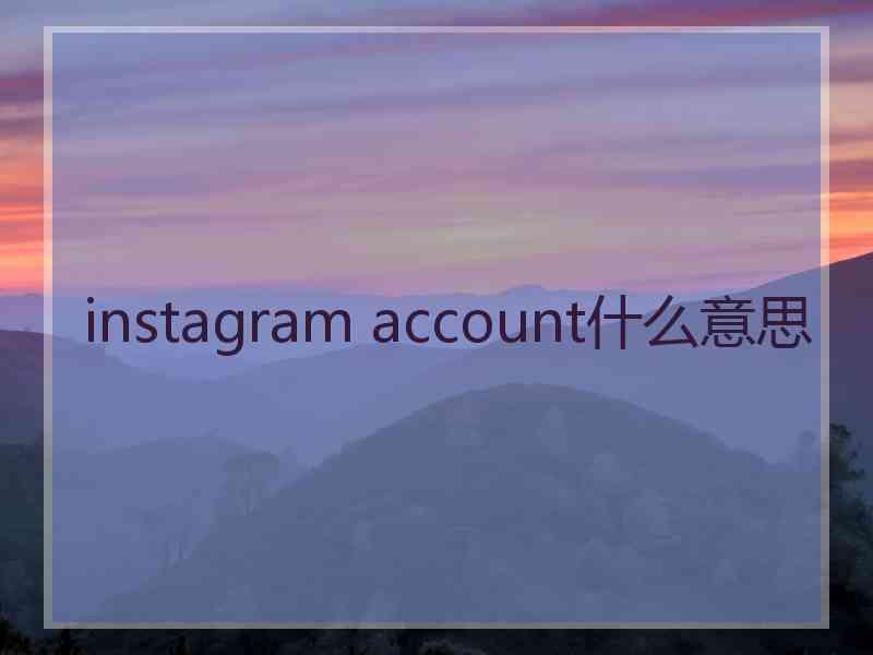 instagram account什么意思