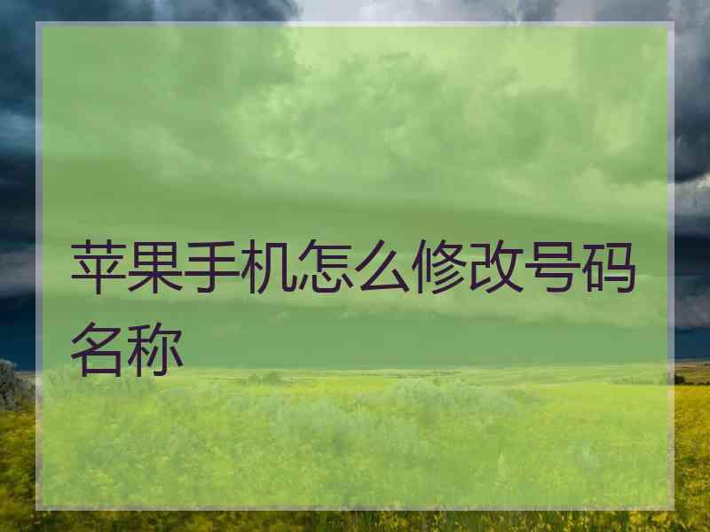 苹果手机怎么修改号码名称