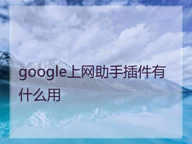 google上网助手插件有什么用