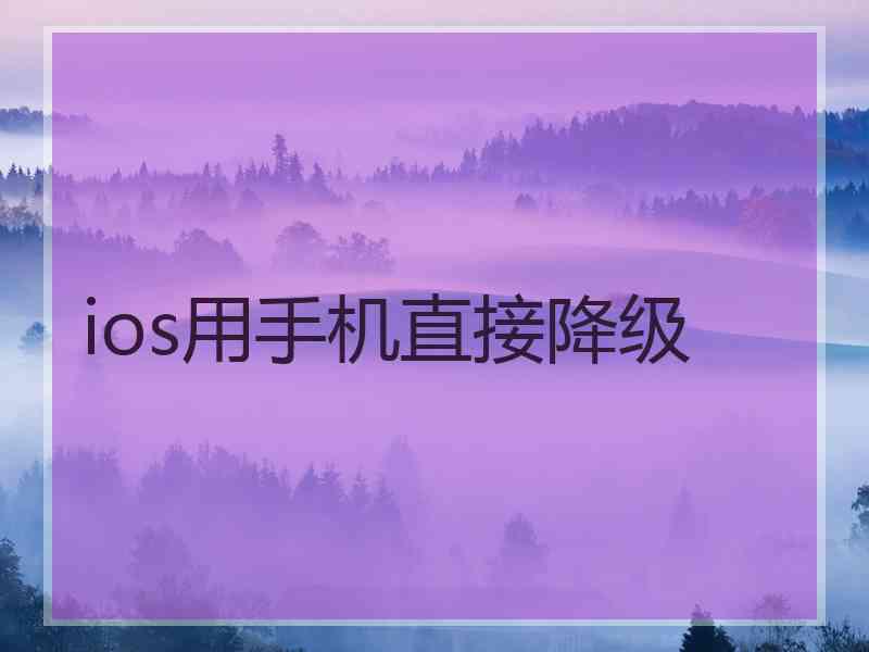 ios用手机直接降级