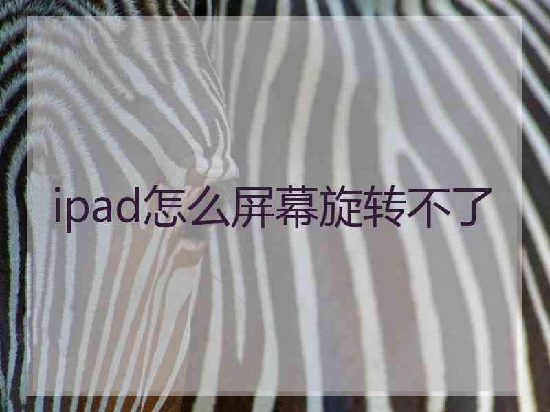 ipad怎么屏幕旋转不了