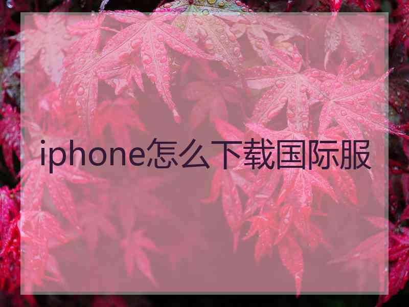 iphone怎么下载国际服