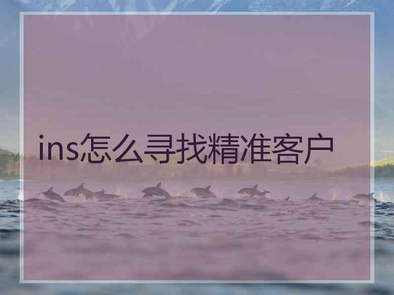 ins怎么寻找精准客户