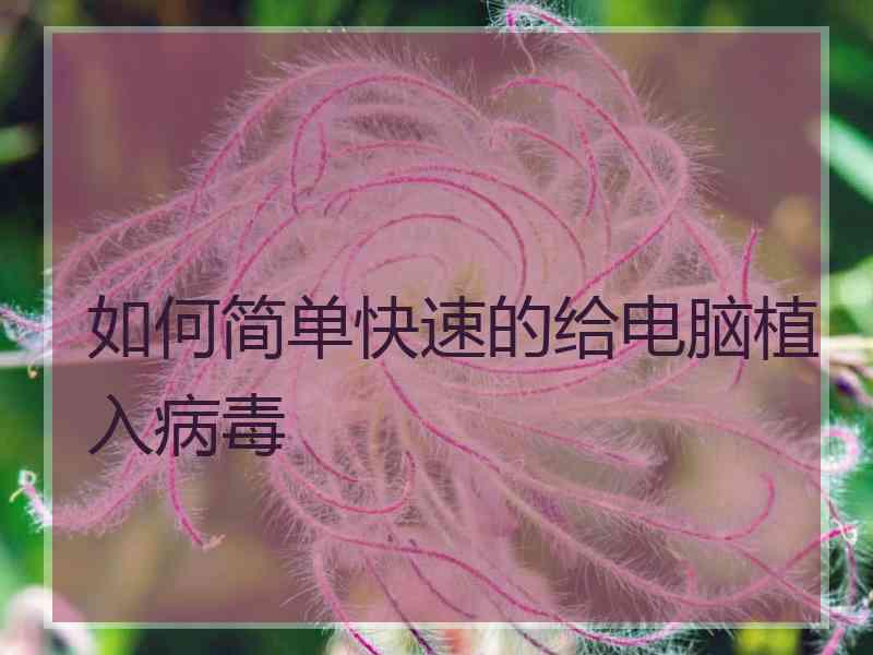 如何简单快速的给电脑植入病毒