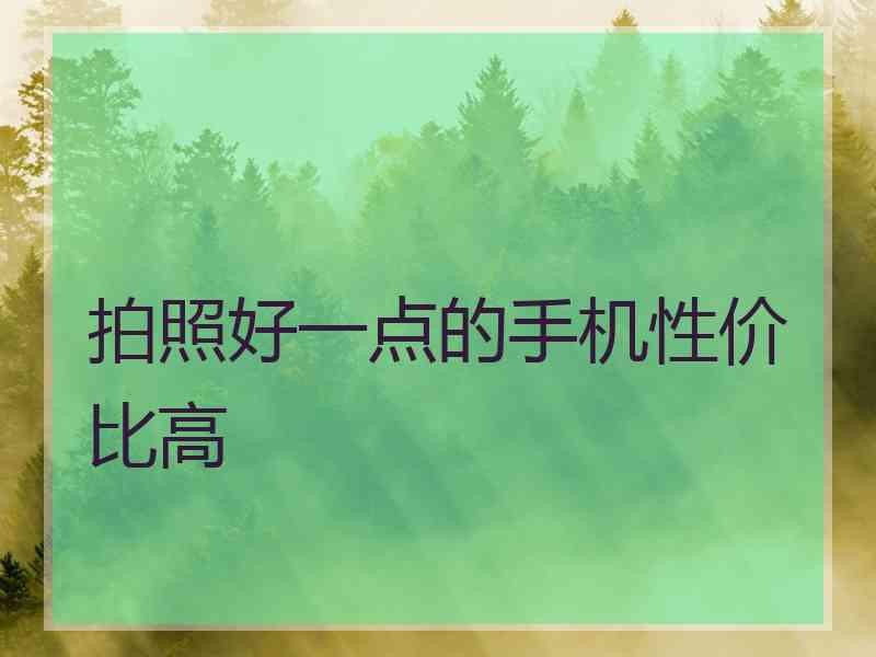 拍照好一点的手机性价比高