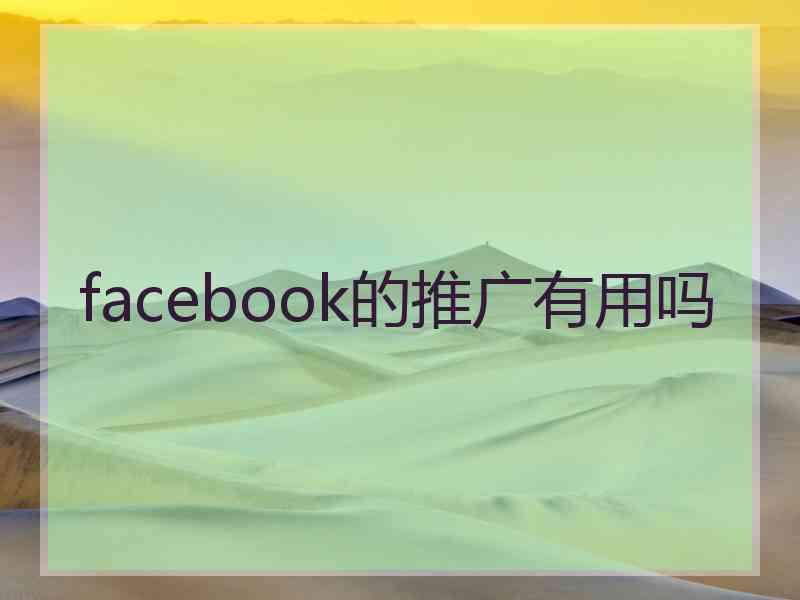 facebook的推广有用吗