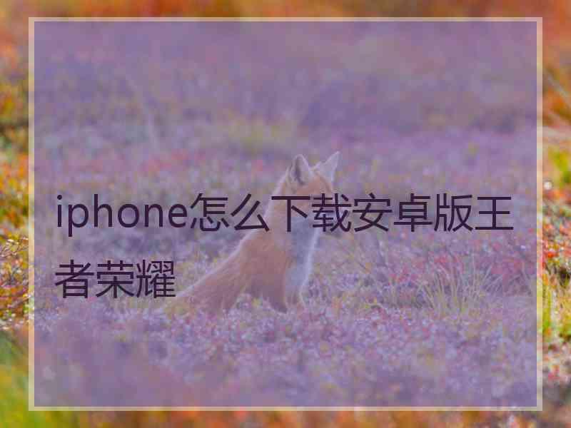 iphone怎么下载安卓版王者荣耀