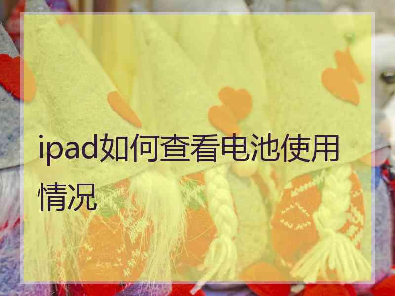 ipad如何查看电池使用情况