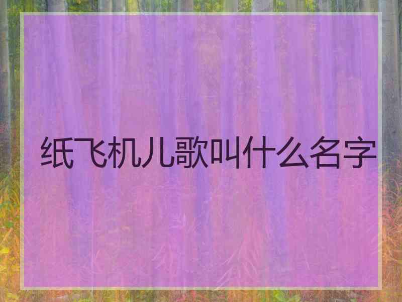 纸飞机儿歌叫什么名字