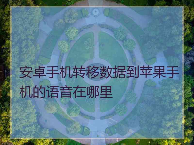 安卓手机转移数据到苹果手机的语音在哪里