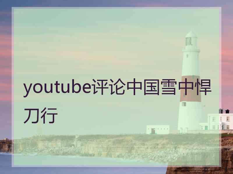 youtube评论中国雪中悍刀行