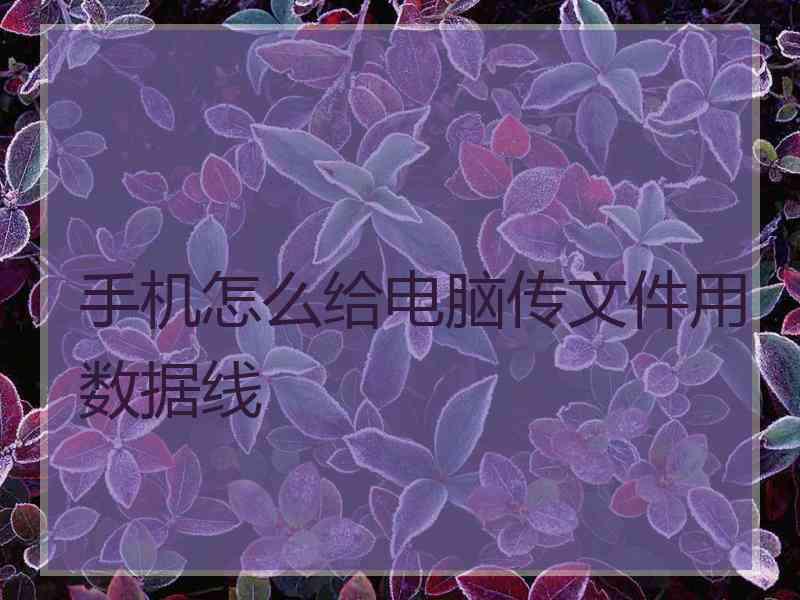 手机怎么给电脑传文件用数据线