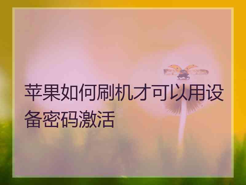 苹果如何刷机才可以用设备密码激活