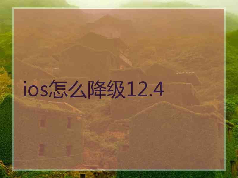 ios怎么降级12.4