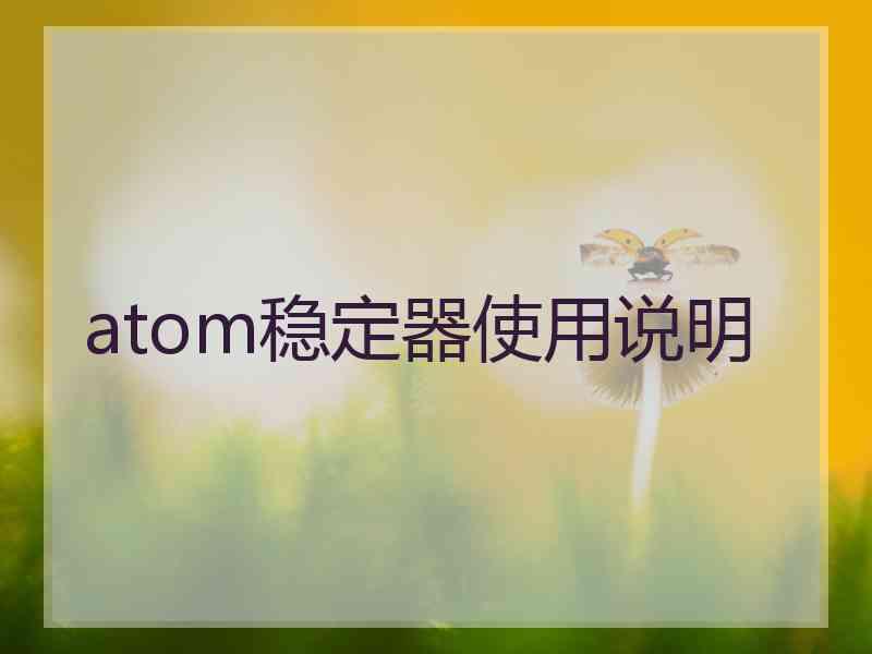 atom稳定器使用说明