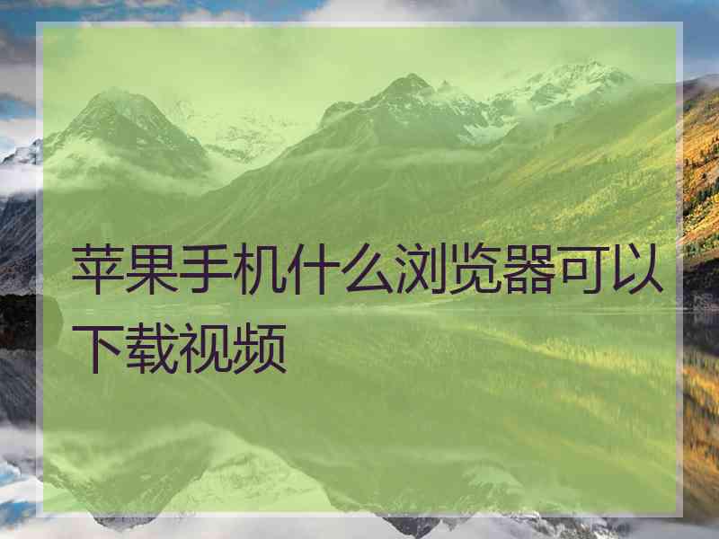 苹果手机什么浏览器可以下载视频