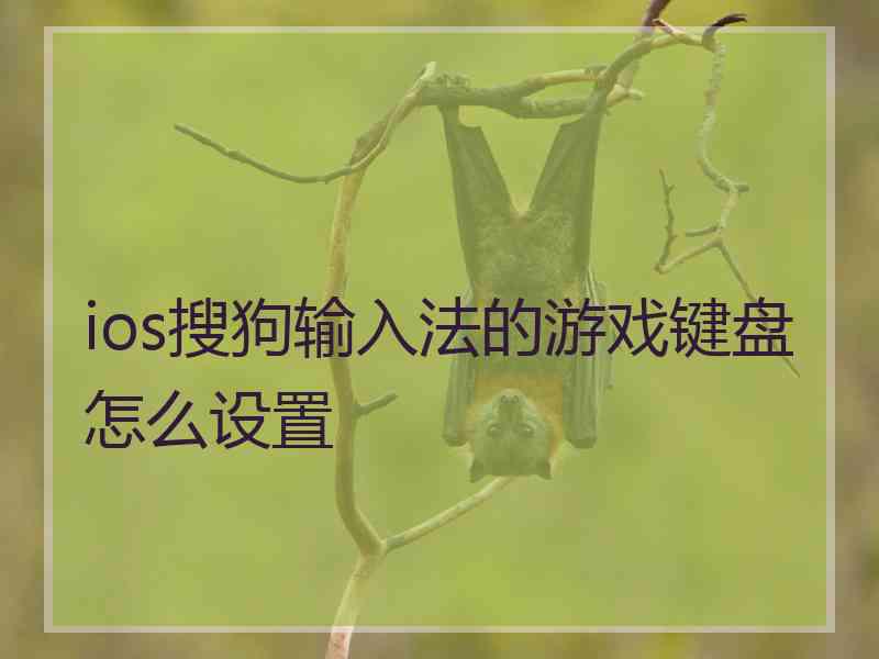 ios搜狗输入法的游戏键盘怎么设置