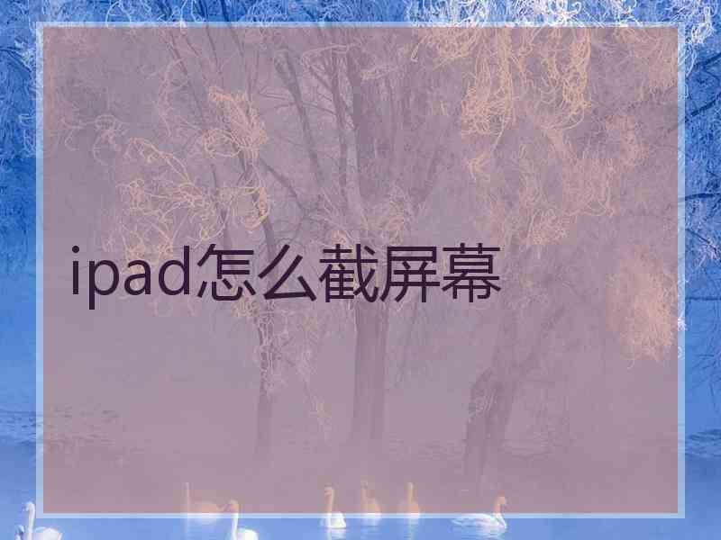 ipad怎么截屏幕