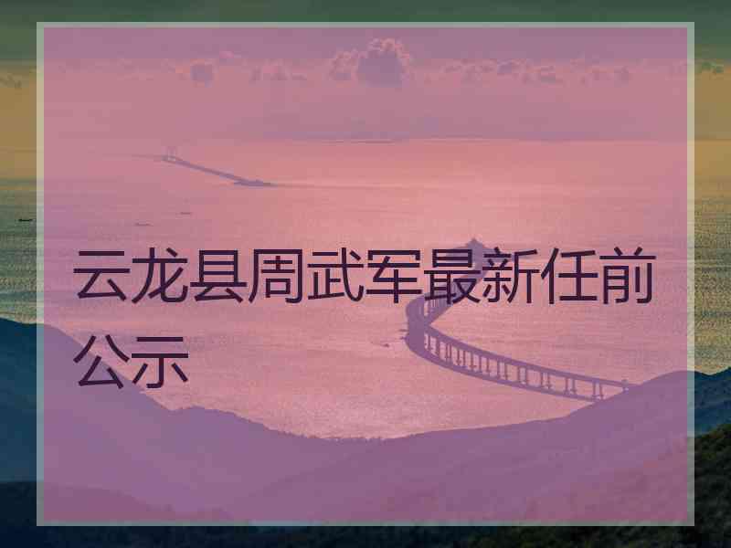 云龙县周武军最新任前公示