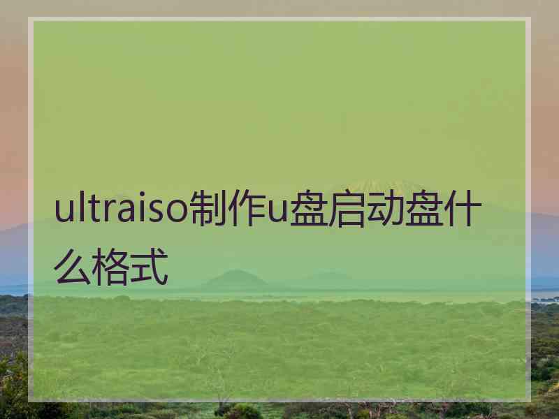 ultraiso制作u盘启动盘什么格式