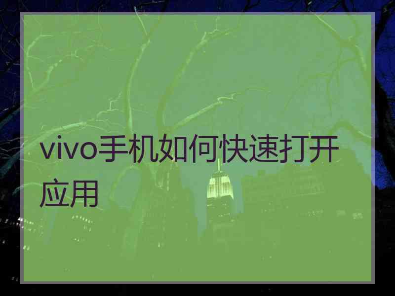 vivo手机如何快速打开应用