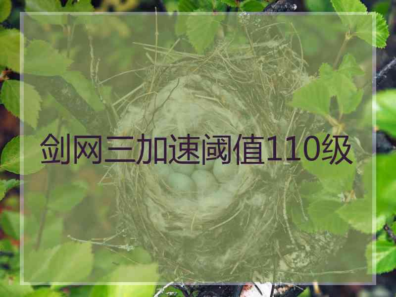 剑网三加速阈值110级