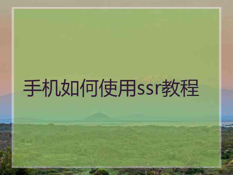 手机如何使用ssr教程