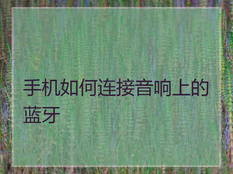 手机如何连接音响上的蓝牙