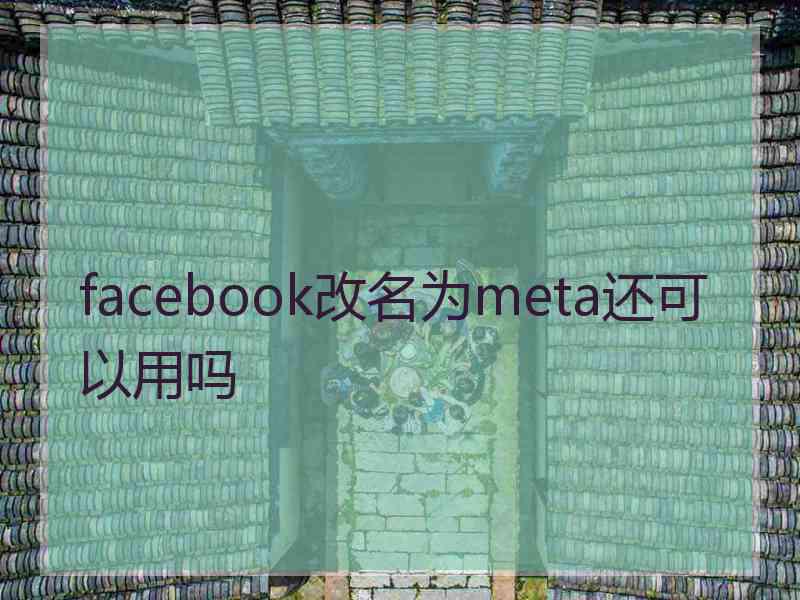 facebook改名为meta还可以用吗