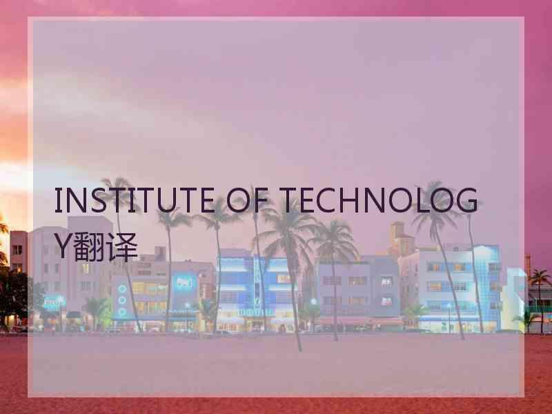 INSTITUTE OF TECHNOLOGY翻译