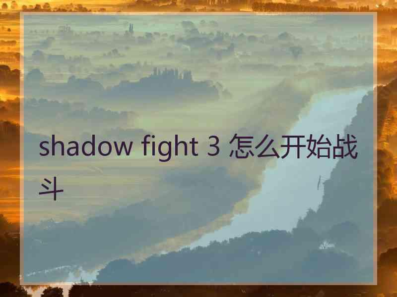 shadow fight 3 怎么开始战斗