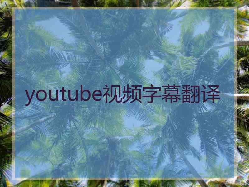 youtube视频字幕翻译