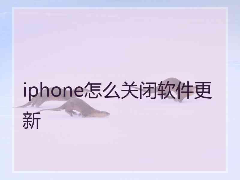 iphone怎么关闭软件更新