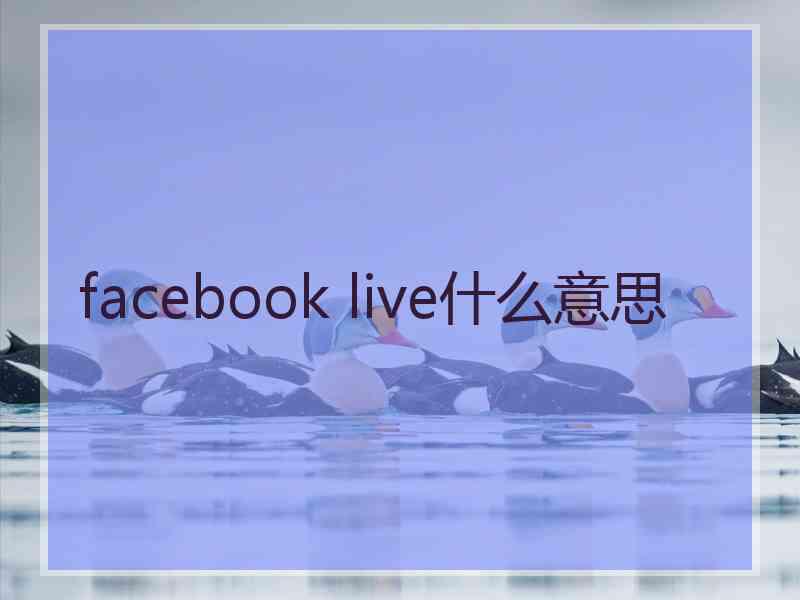 facebook live什么意思