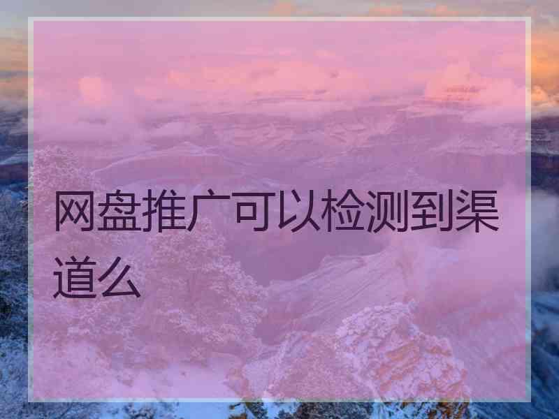 网盘推广可以检测到渠道么