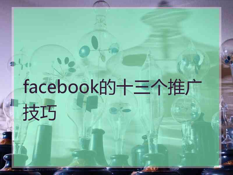 facebook的十三个推广技巧