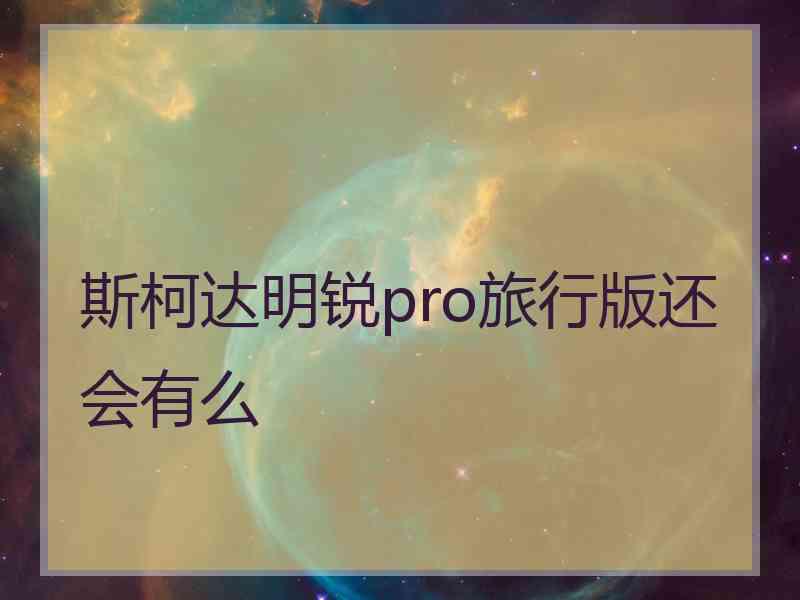 斯柯达明锐pro旅行版还会有么