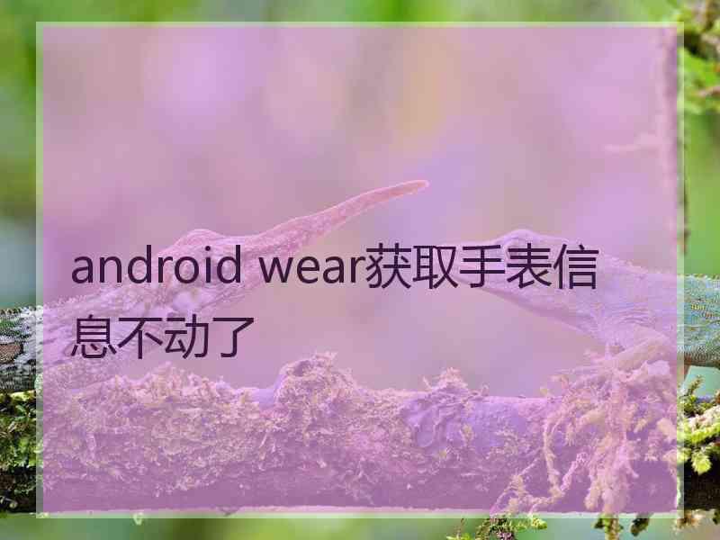 android wear获取手表信息不动了