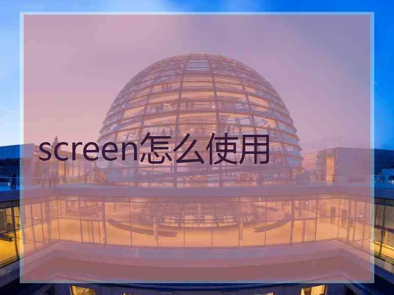 screen怎么使用